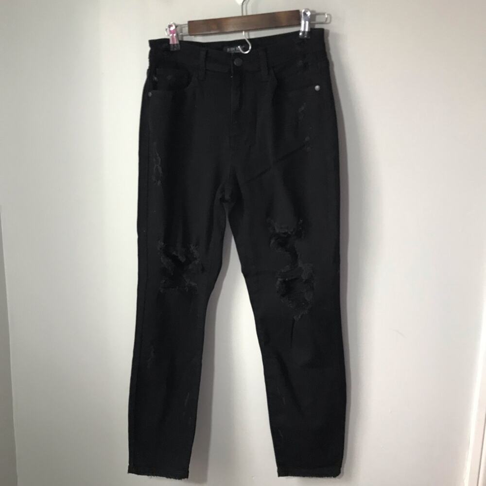 Judy Blue boyfriend fit 7/28 black style 8216 denim jeans distressed goth grunge
